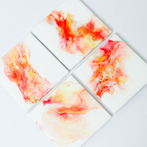 Hand Painted Resin Coasters, Set of 4 Acrylic